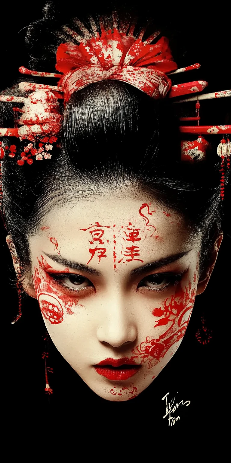 Elegant Japanese Ink Portrait of a Woman Image Prompt - Chinageju