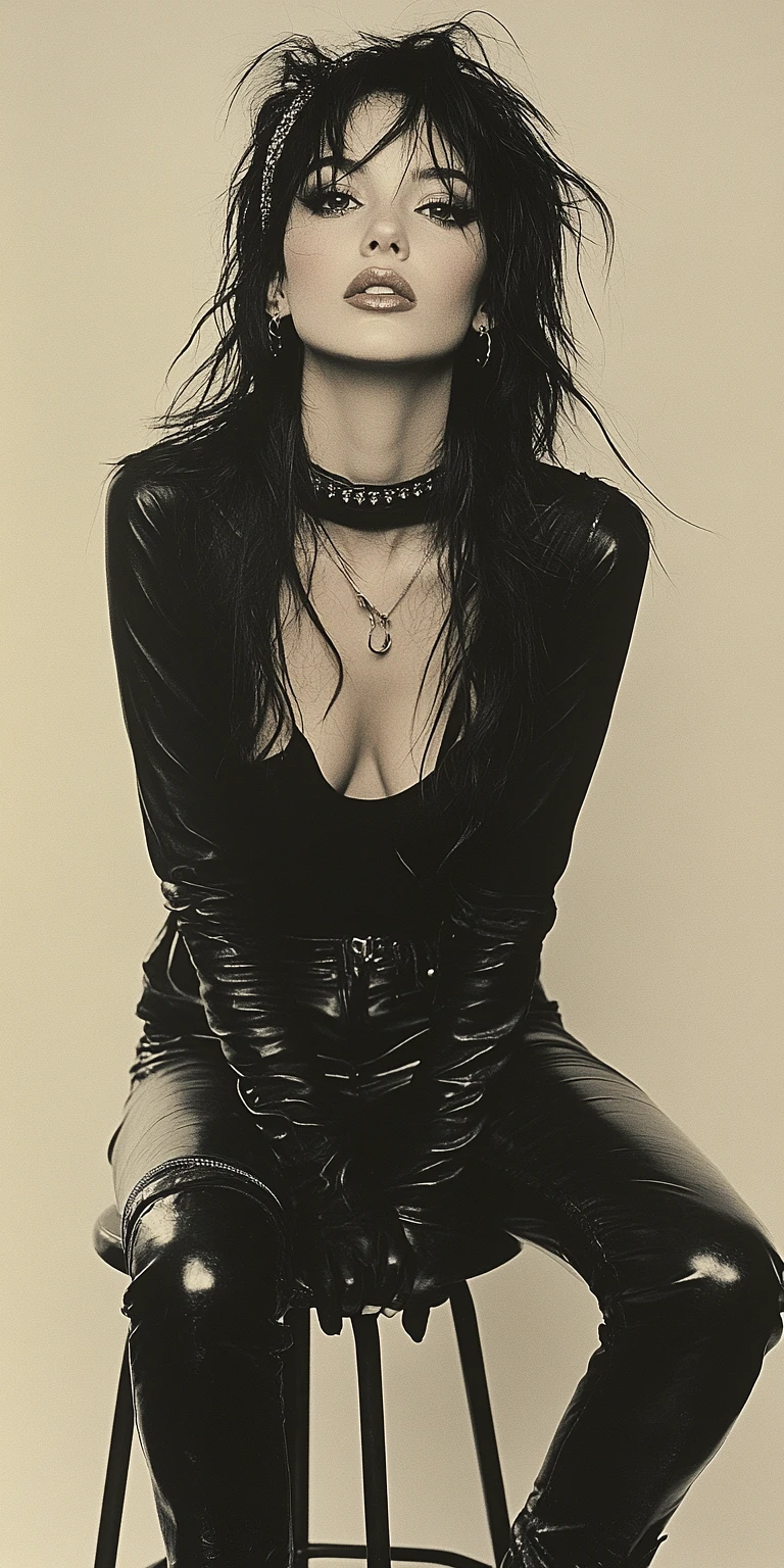 Beautiful Woman in Leather Pants & Headband - Chinageju