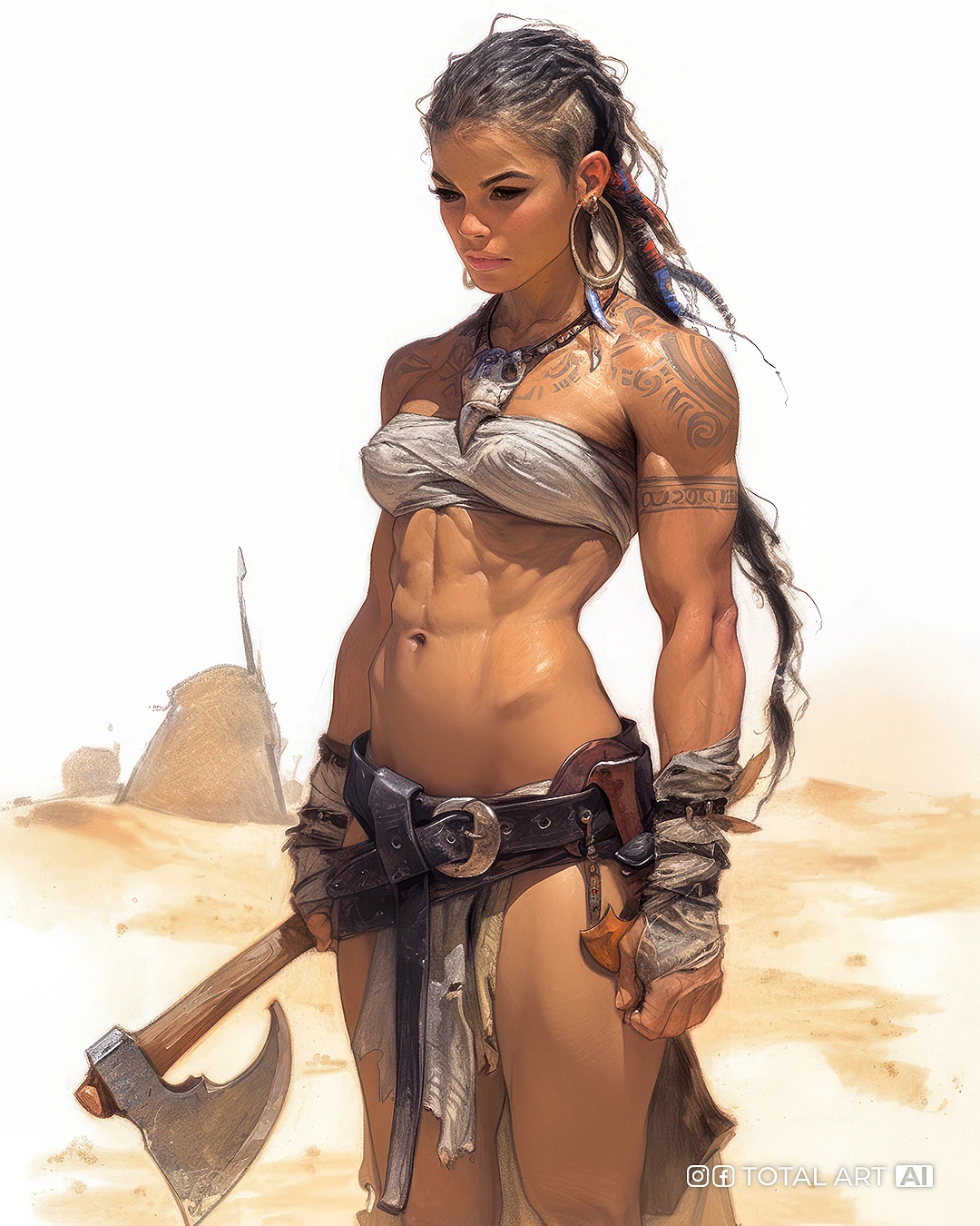 DnD Tabaxi-Raised Barbarian Woman Warrior - Chinageju