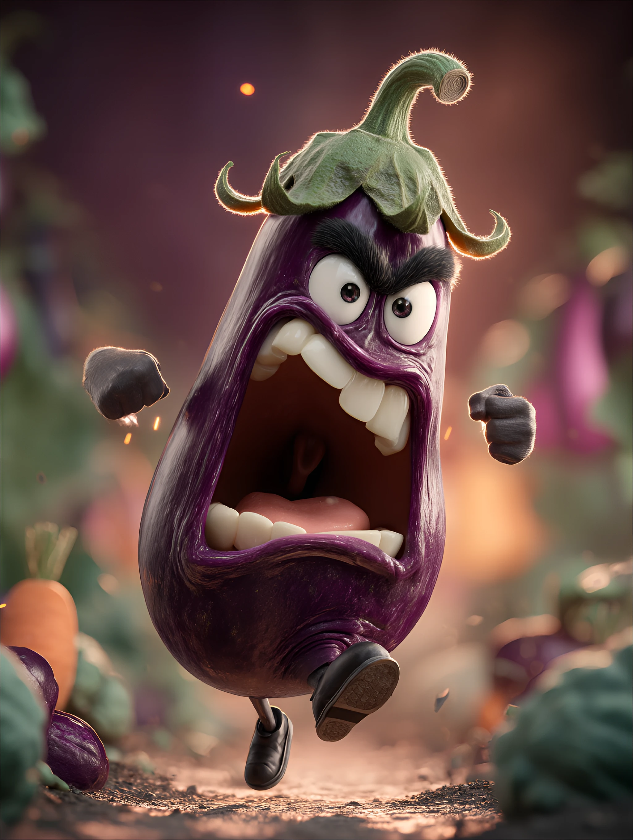 Funny Angry Eggplant Caricature: Animated - Chinageju