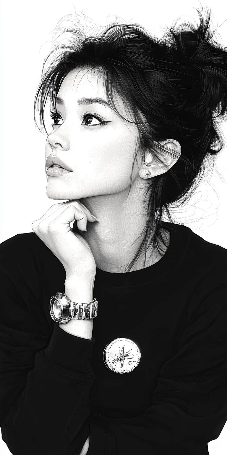 Richard Avedon Style 90s Aesthetic Woman Sketch Image Prompt - Chinageju