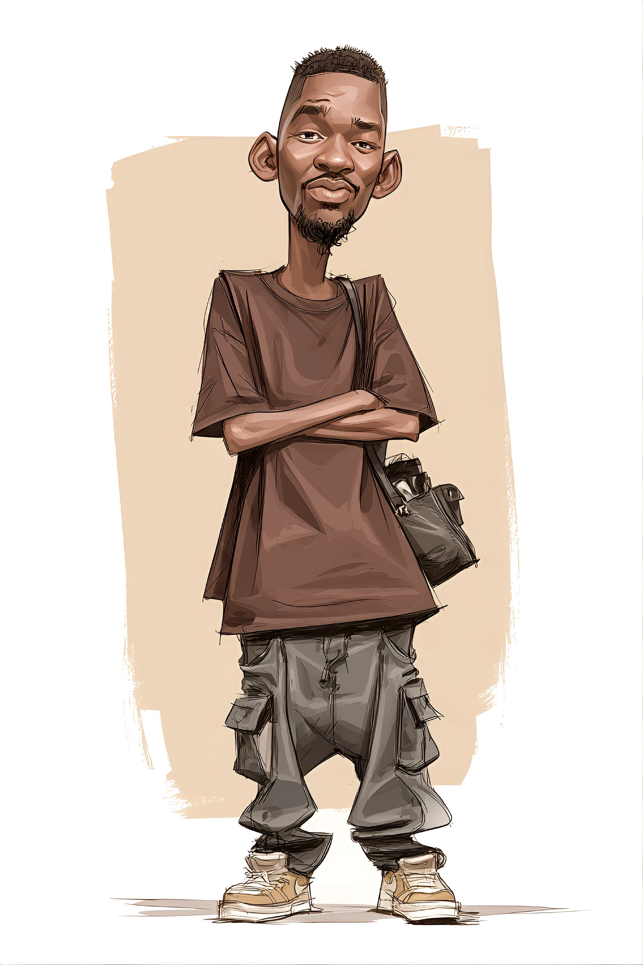 Funny Exaggerated Caricature of a Young African Male in Relaxed Streetwear Image Prompt - Chinageju