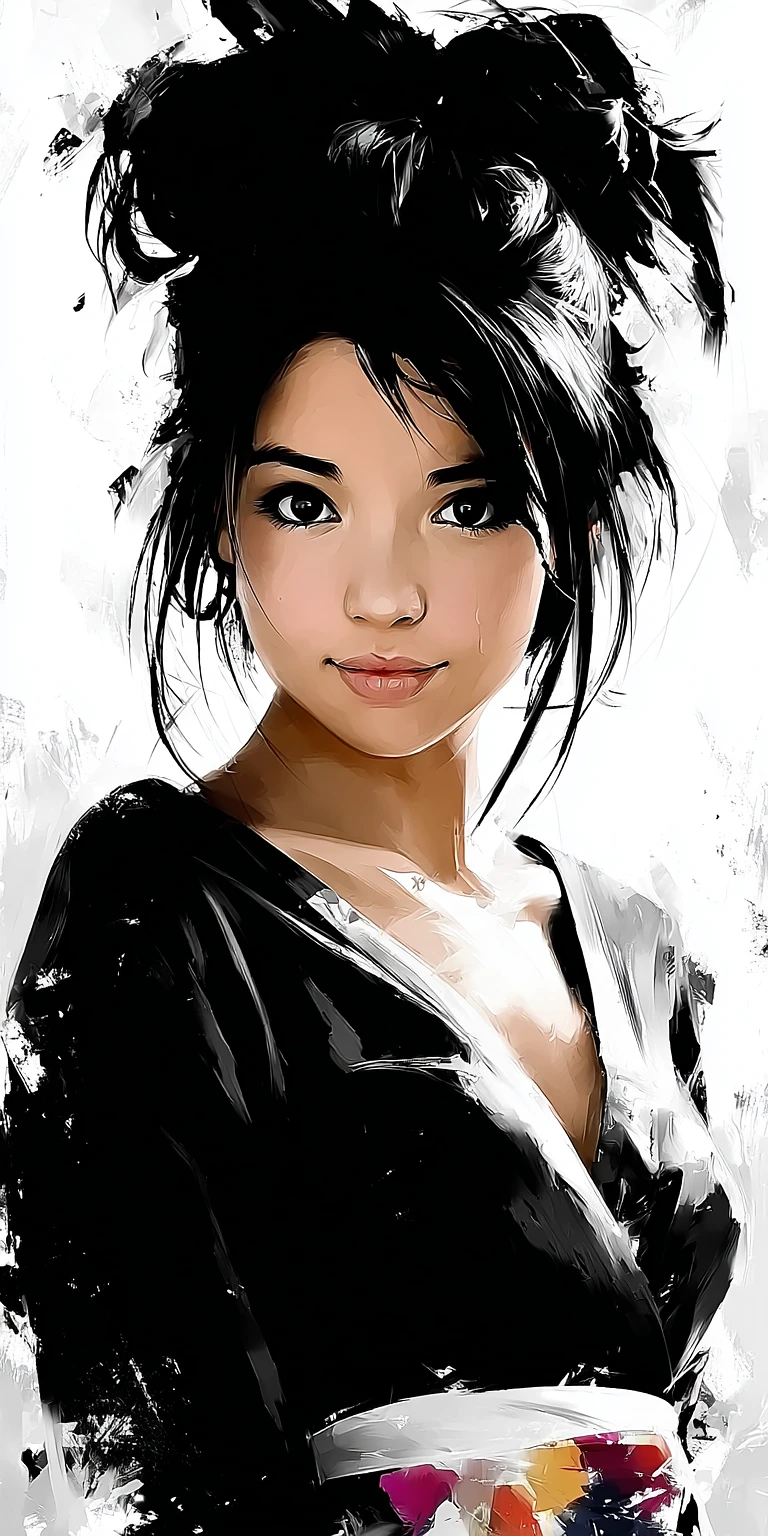 Highly Stylized Dynamic Female Pencil Sketch Image Prompt - Chinageju