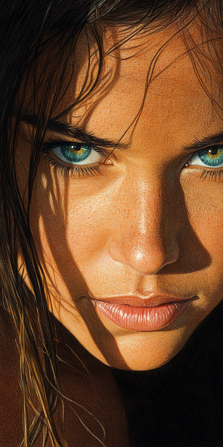 Emotional Woman's Face Color Drawing Image Prompt - Chinageju