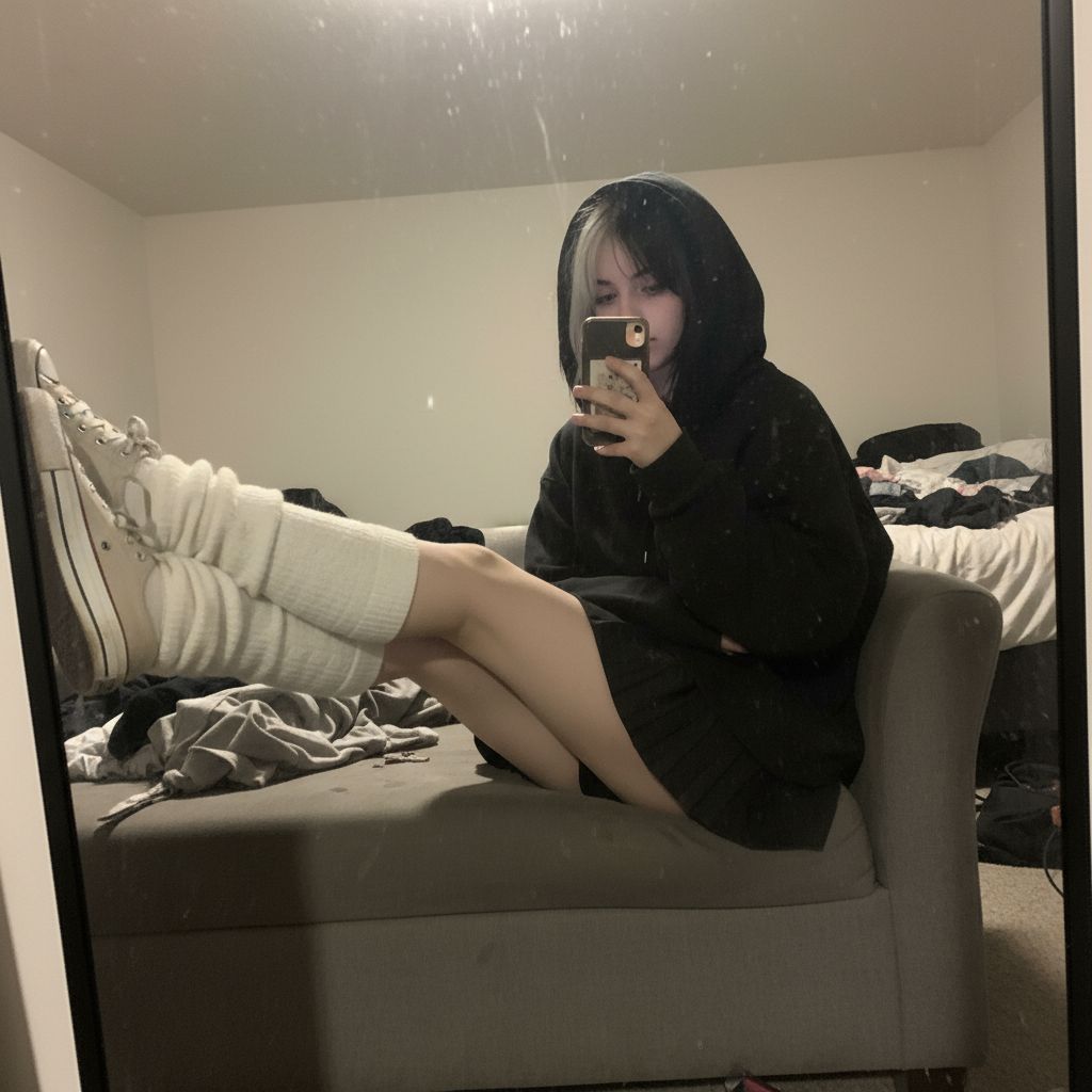 Lo-Fi E-Girl Mirror Selfie: Oversized Hoodie - Chinageju