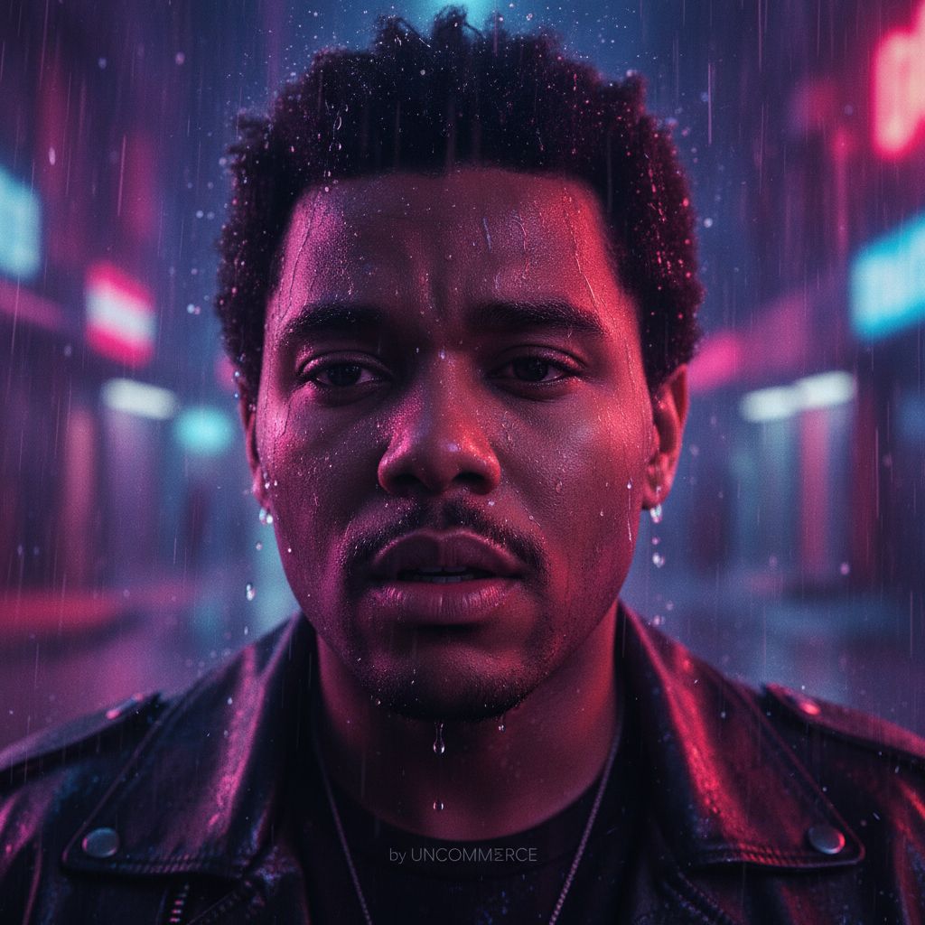 Cinematic Photorealistic Neon Rain Portrait: The Weeknd Inspired Image Prompt - Chinageju