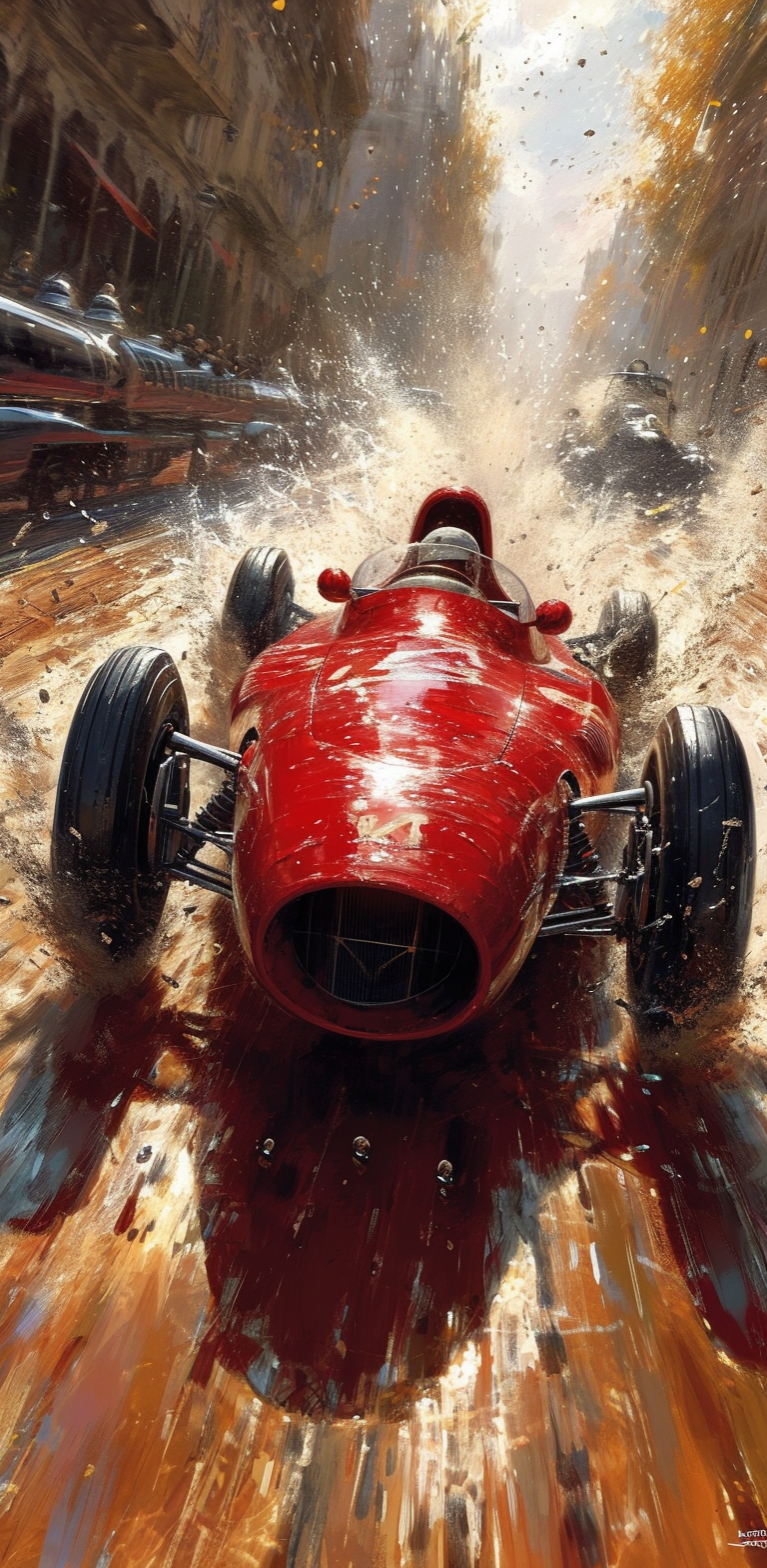 Monochromatic Realism Red Race Car Illustration: Sam Spratt - Chinageju