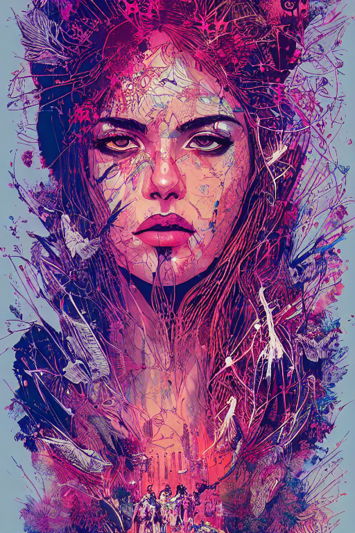 Breathtaking Cinematic Warrior Princess Poster: Carne Griffiths & Conrad Roset Style Image Prompt - Chinageju